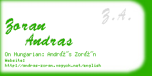 zoran andras business card